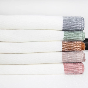 Soft color-block pashmina scarf in five pastel colors with elegant fringe texture