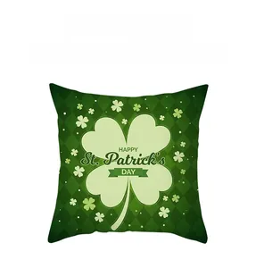 Macro detail of St. Patrick's Day peach skin pillowcase with 45g weight mark and clover print