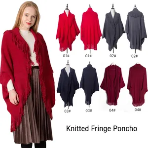 Cardigan tricoté pour femme avec franges et manches chauve-souris en quatre couleurs