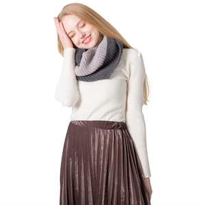 Winter knitted patchwork snood in grey color shades for autumn fashion warmth
