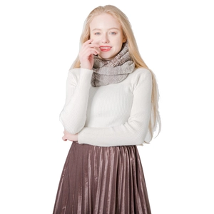 Elegant soft knit warm snood scarf for winter season in neutral brown mix earthy tones
