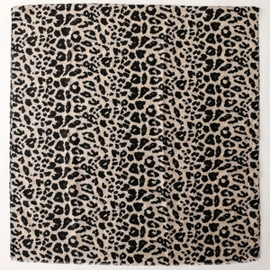 Soft leopard print cotton linen shawl with gold foil spots and fringe edges for women