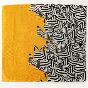 Modern pleated scarf with yellow and black zebra stripe pattern for stylish women