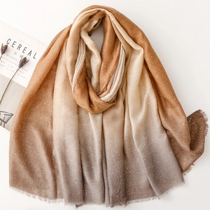 Écharpe Pailletée Dégradée pour Femme Châle Doux Élégant Avec Points en Feuille d Or Mode Pashmina Léger pour Voyage