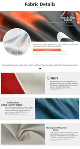 Detailed fabric texture comparison of peach skin, linen and waterproof pillow covers