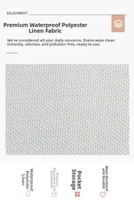 Macro view of waterproof polyester linen pillowcase showing breathable weave and texture