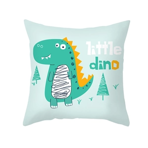 Cartoon kleiner Dinosaurier Kissenbezug aus Pfirsichhaut in Minzgrün für das Sofa