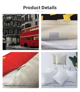 Detail of British style cushion cover with HD digital print and invisible zipper