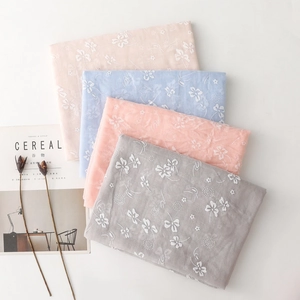 Women Scarf Shawl Lightweight Polyester Voile Floral Embroidery Sun Protection Travel Literary Sweet Pastoral Elegant