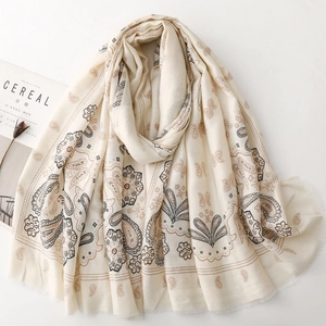 Sciarpa Scialle Retro Paisley Da Donna Stampa Floreale Bohemian Cashew Avvolgente In Poliestere Leggero Con Bordi Sfilacciati