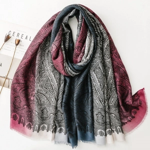 Grand Foulard Satin Imprimé Paisley Vintage Avec Franges Pour Femme Châle Chaud Hiver Protection Solaire Voyage