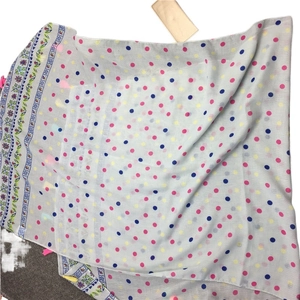 Baumwollschal mit Punkten und Blumen für Damen, leichter Sommer-Sonnenschutz-Strandschal