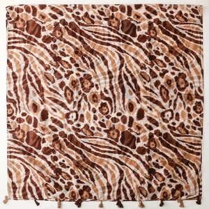 Leichter Schal aus Voile mit Leoparden- und Zebramuster und Quastenfransen als Sonnenschutz