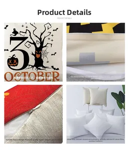 Detail of Halloween pillowcase featuring digital print, hidden zipper, and PP cotton filling