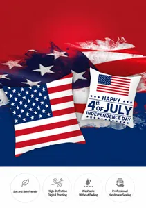 Close-up of July 4th Independence Day peach skin pillowcases with stars and stripes print