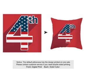 Detailed digital print of 4th of July star and stripes on a red peach skin pillow cover