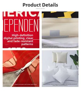 Detail of red peach skin pillow cover showing invisible zipper and vacuum packed PP cotton