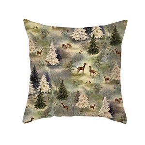 Christmas reindeer forest print pillowcase made of premium peach skin fabric for decor