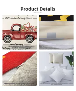 Detalle de funda de cojín navideño con cremallera invisible e impresión digital de calidad