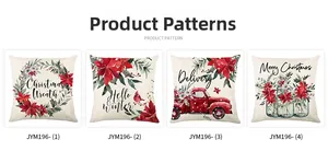 Set of four Christmas pillow covers featuring vintage floral and truck print patterns