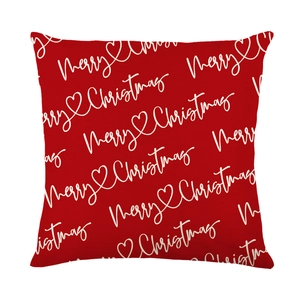 Housse de coussin Noël rouge avec motifs à carreaux et lettrage Merry Christmas