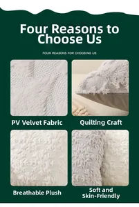 Detail of plush PV fleece pillow cover with soft texture and refined quilted embroidery