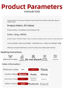 Detail specifications of Christmas PV plush pillow cover with snowflake embroidery pattern