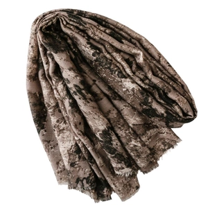 Ethnic style vintage scarf with marble print and tassel edges for women