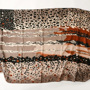 Abstract pattern scarf in earthy tones with artistic dots and stripes for autumn/winter