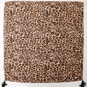 Lightweight leopard print chiffon scarf with elegant black fringe tassels for women