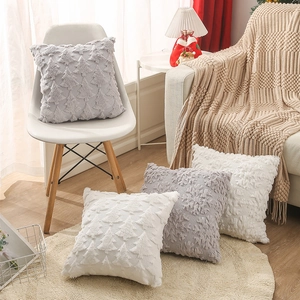 Christmas embroidered plush pillow covers with 3D snowflake and tree patterns