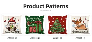 Detailed view of four Christmas pillowcase designs featuring Santa, elk, and festive patterns