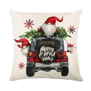 Weihnachts-Kissenbezug mit rotem Karo-Gnom und Truck für festliche Sofa-Dekorationen