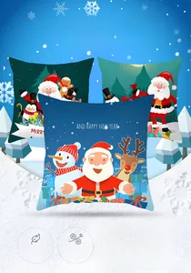 Detail of Christmas peach skin pillowcases showing HD Santa and reindeer prints