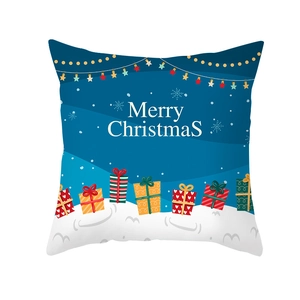 Green Christmas peach skin pillowcase with snowflake and gift patterns for home decor