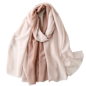Lightweight gradient cotton-linen feel scarf with gold shimmer and frayed edges