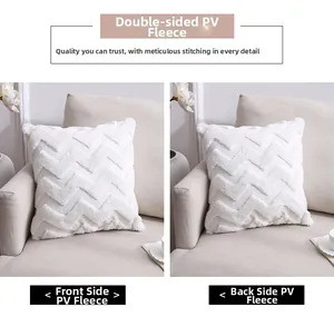 Detail of white PV plush pillow case showing soft 3D wave texture on both sides