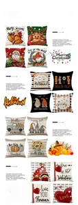 Collection of holiday throw pillow covers featuring Christmas, Halloween and Valentine themes