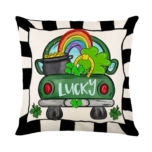 Federa per cuscino San Patrizio con camion verde, arcobaleno e trifoglio fortunato