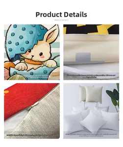 Detail of Easter rabbit pillow cover with invisible zipper and digital printing