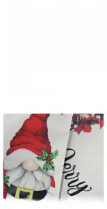 Close-up of double-layered linen garden flag showing thick fabric texture and gnome print