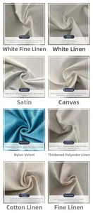 Detailed comparison of eight fabric textures including linen, velvet, and satin materials