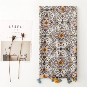 Bohemian paisley sun protection shawl with tassels for travel and photo props