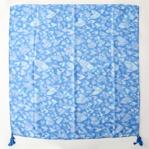 Blue heart print scarf in lightweight fabric with stylish tassels for sun protection