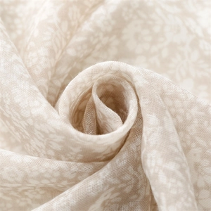 Floral cotton linen scarf in cream white with vintage patterns and sheer texture