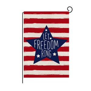 Polyester Independence Day garden flag with 'LET FREEDOM RING' text on a metal stand