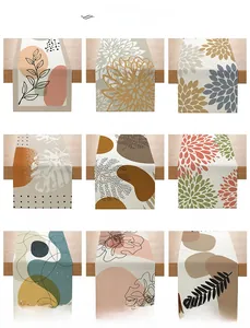 Detailed grid showing 9 Morandi-style polyester table runners with modern abstract patterns