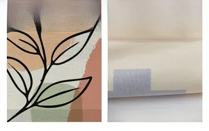 Close-up of digital printing pattern and high-quality stitching on polyester table runner