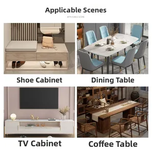Detailed views of polyester table runners in various modern living room and dining room setups