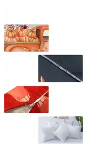Detail of hidden zipper and durable stitching on pumpkin print square pillow covers